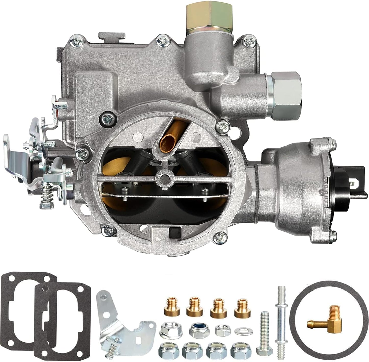 Marine Carburetor 2 Barrel Carb for Mercruiser 3.0L 2.5L 4 CYL Engines with Electric Choke Jets Long Linkage and Gaskets nut Replace 3310-864940A01 8M0045397