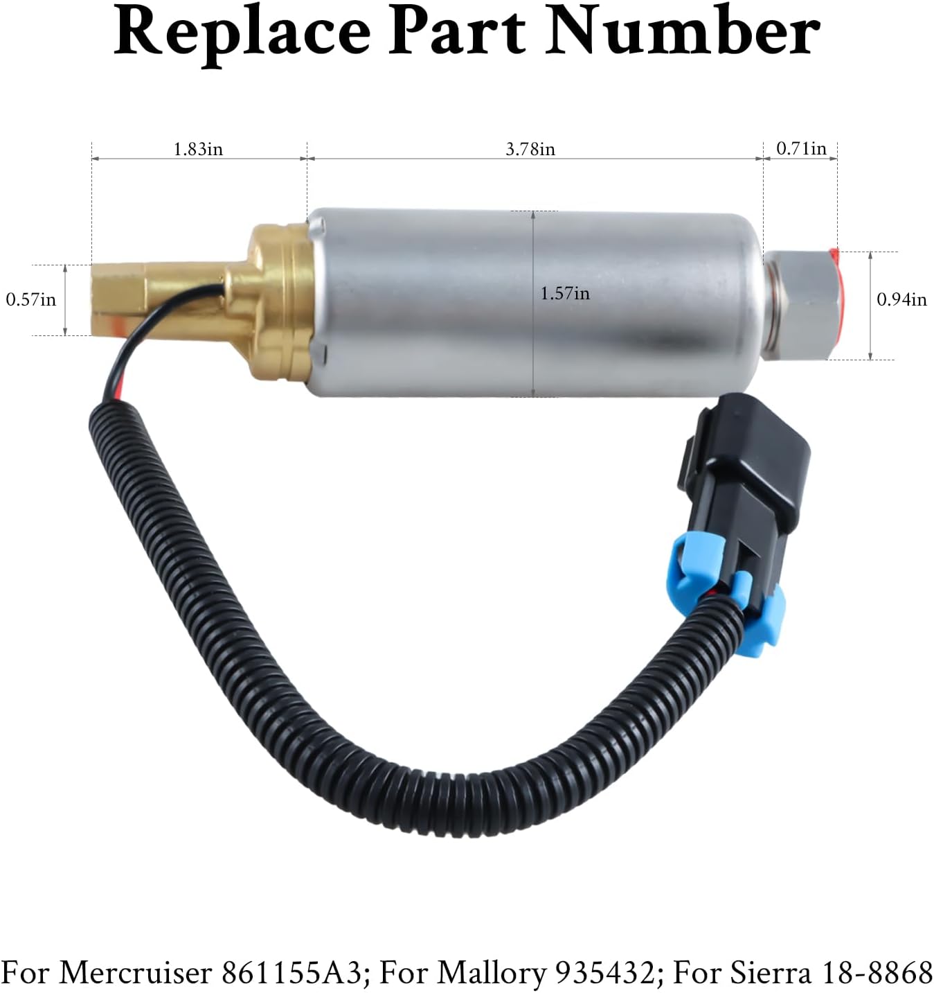 935432 18-8868 861155A3 Electric Low Pressure Fuel Pump Compatible with Mercury Mercruiser Marine Boat 4.3L 5.0L 5.7L V6 V8 with Carburetor Engines
