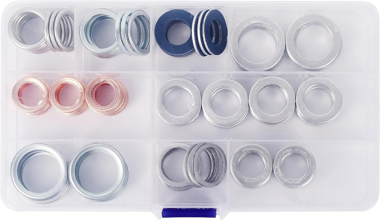 Oil Drain Plug Washer Gasket Assortment – M12 M12.5 M14 M16 M18 M20 - Replacement for Nissan/Toyota/Audi/Volkswagen/Honda/Hyundai/Kia/Mazda/BMW/Subaru