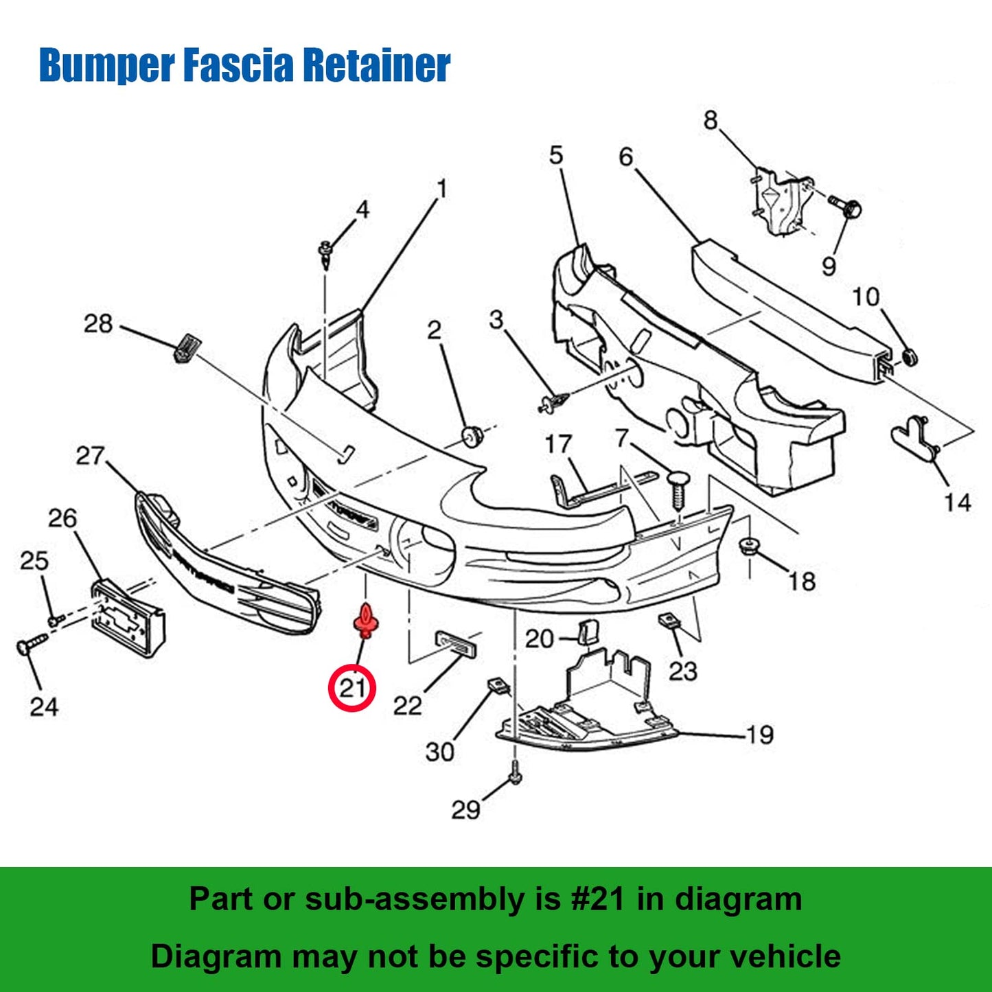 1/2” Hole Bumper Fascia Push-Type Retainer Clip 14103461 for GM 1989-2017