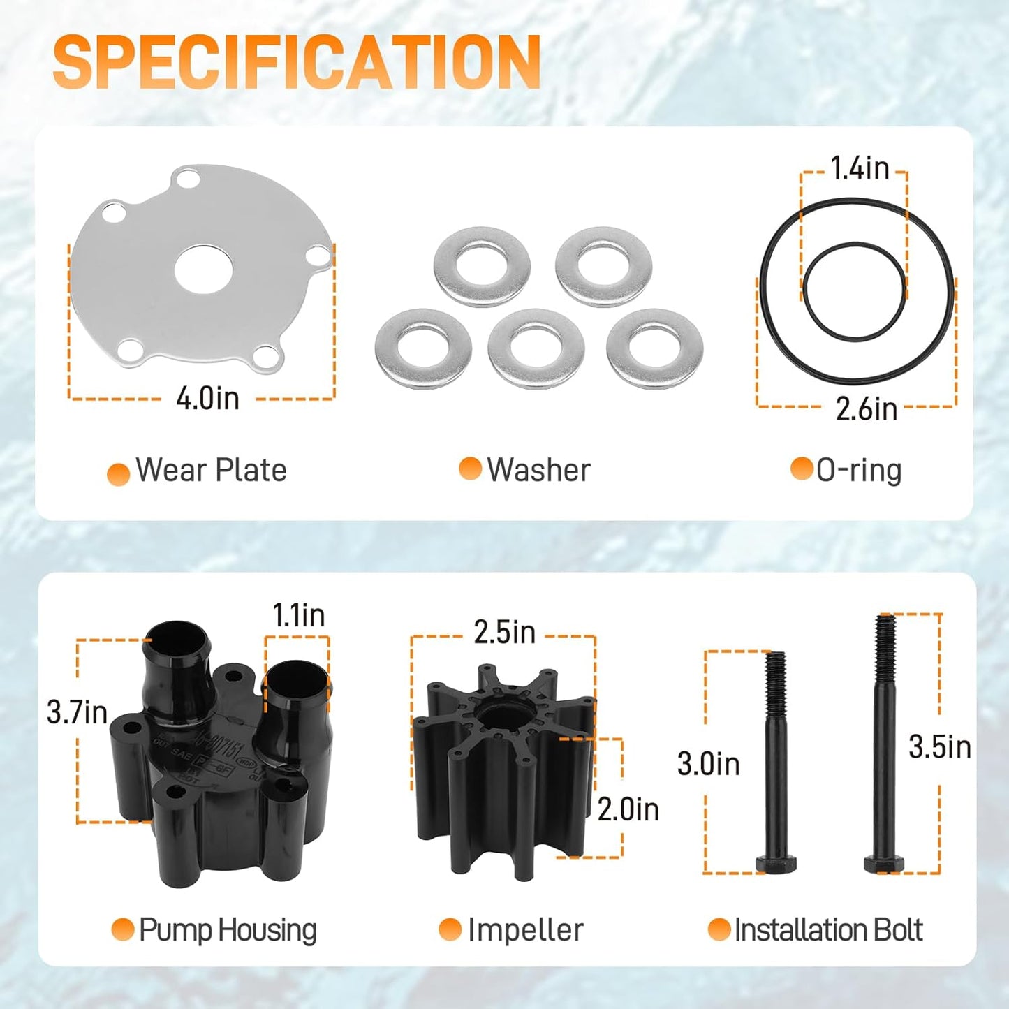 Water Pump Housing and Impeller Repair Kit Compatible with Mercruiser Bravo Engines Water Pump #Replaces Sierra 18-3150 807151A14 Mercury 46-807151A14 46-807151A7