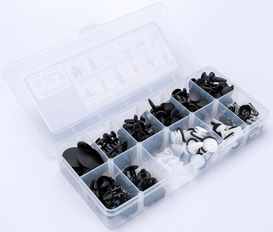 130pcs Body Interior and Exterior Retainer Fastener Clip Assortment Hood Insulation Bumper Cover Fender Liner Retainer Rocker Panel & Door Trim Panel Clips fits Ford F-150 2015-On