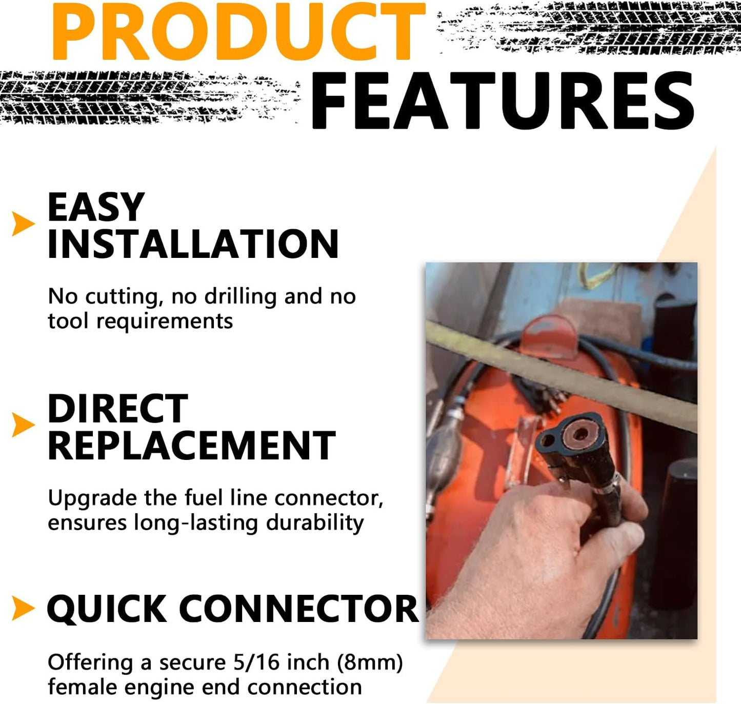 13563Q3 Quick Disconnect Fuel Line Fitting Connector, Compatible with Mercury Engine Outboard Female Engine End 5/16 Inch 8mm Replace 22-13563A3 18-8076