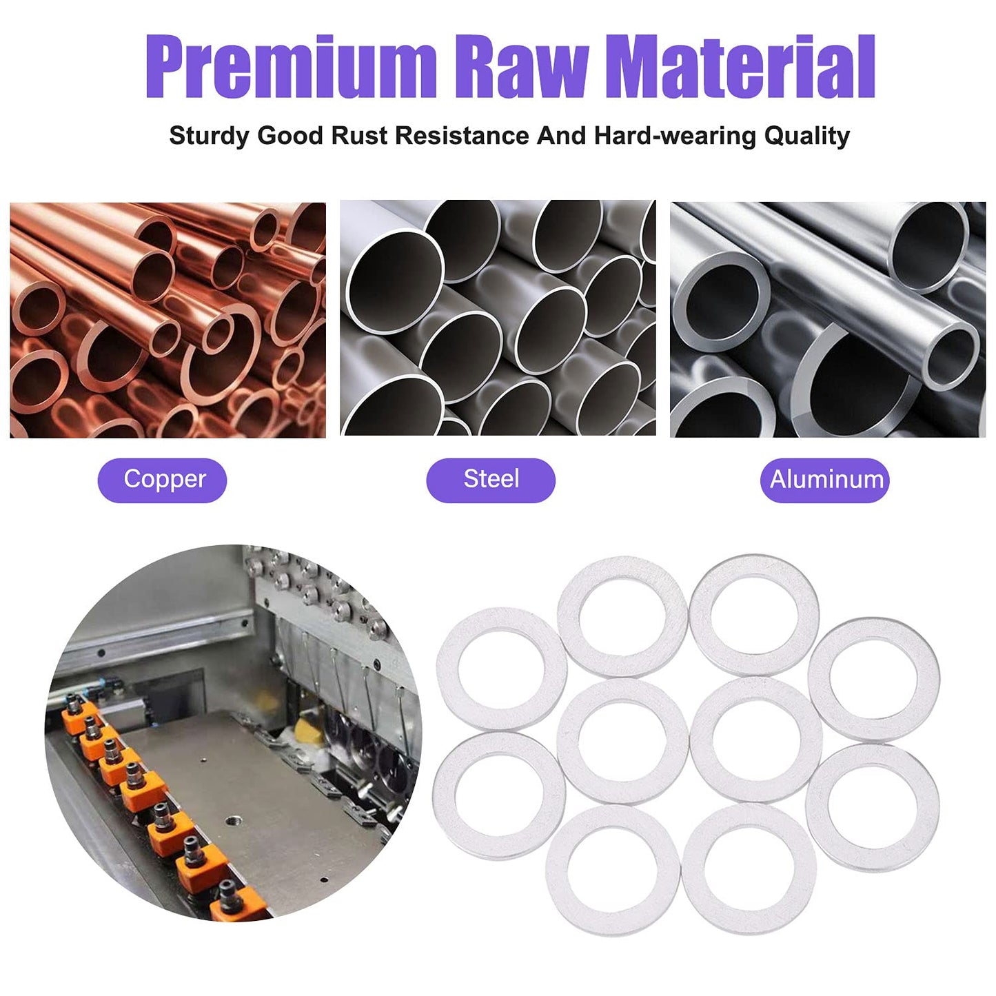 140PCS Oil Drain Plug Gasket Assortment for Toyota Honda Nissan Subaru 11026-01M02 90430-12031 94109-14000 94109-20000 11126-AA000 N0138157