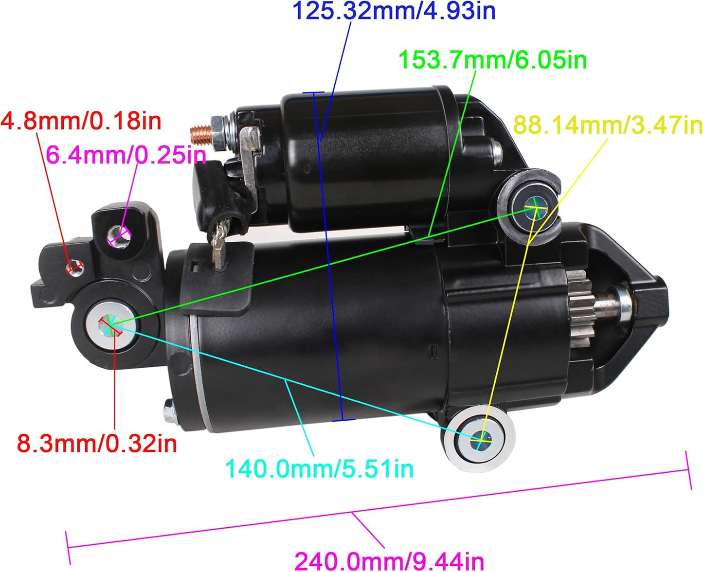 Starter Motor 50-8M0142679 Compatible with Outboard Motor Models 8M0187292 8M0104011 8M0099252 18-55505 Compatible with 175HP to 300HP V6 V8 Boat Motors