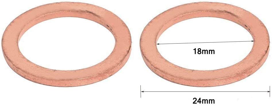 200pcs Metric M18x24x1.5mm Copper flat washer gasket Copper crush washer Sealing Ring for Screw Bolt Nut
