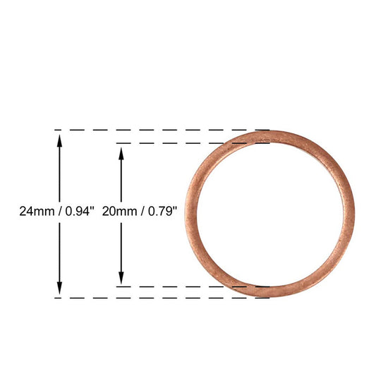 200pcs Metric M20x24x1.5mm Copper flat washer gasket Copper crush washer Sealing Ring for Screw Bolt Nut
