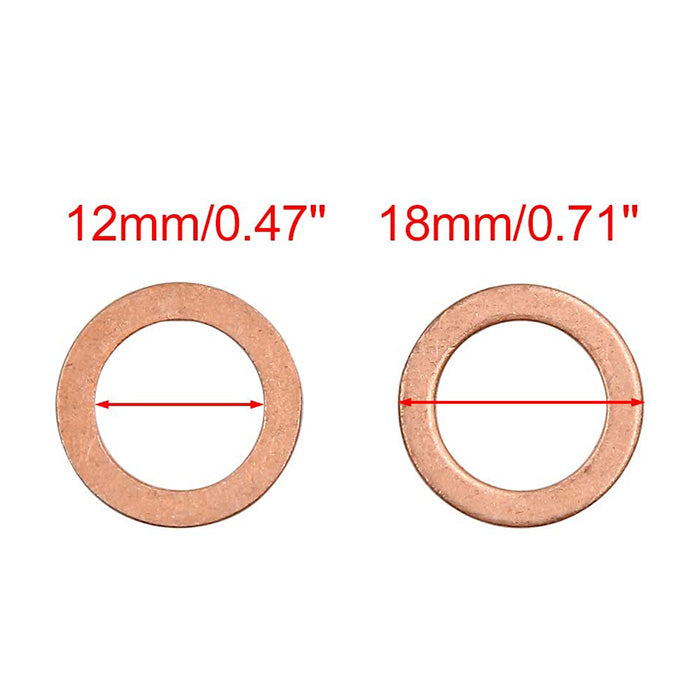 300pcs Metric M12x18x1mm Copper flat washer gasket Copper crush washer Sealing Ring for Screw Bolt Nut
