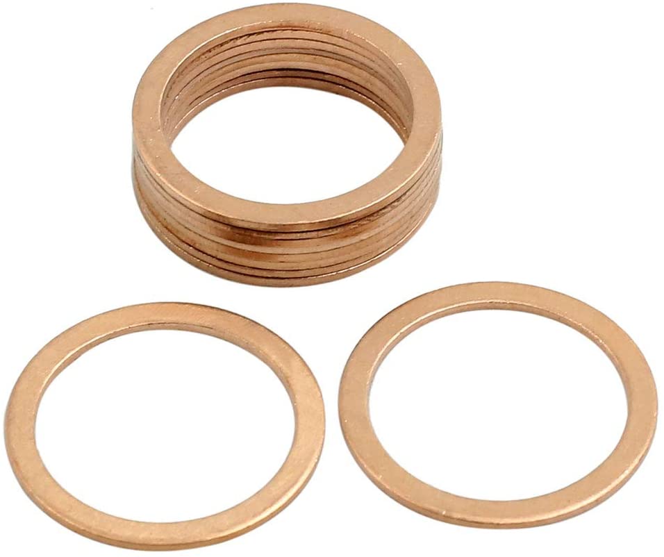 200pcs Metric M21x27x1mm Copper flat washer gasket Copper crush washer Sealing Ring for Screw Bolt Nut