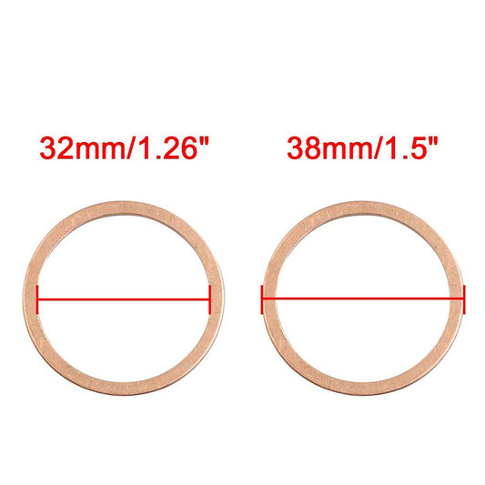 200pcs Metric M32x38x1mm Copper flat washer gasket Copper crush washer Sealing Ring for Screw Bolt Nut