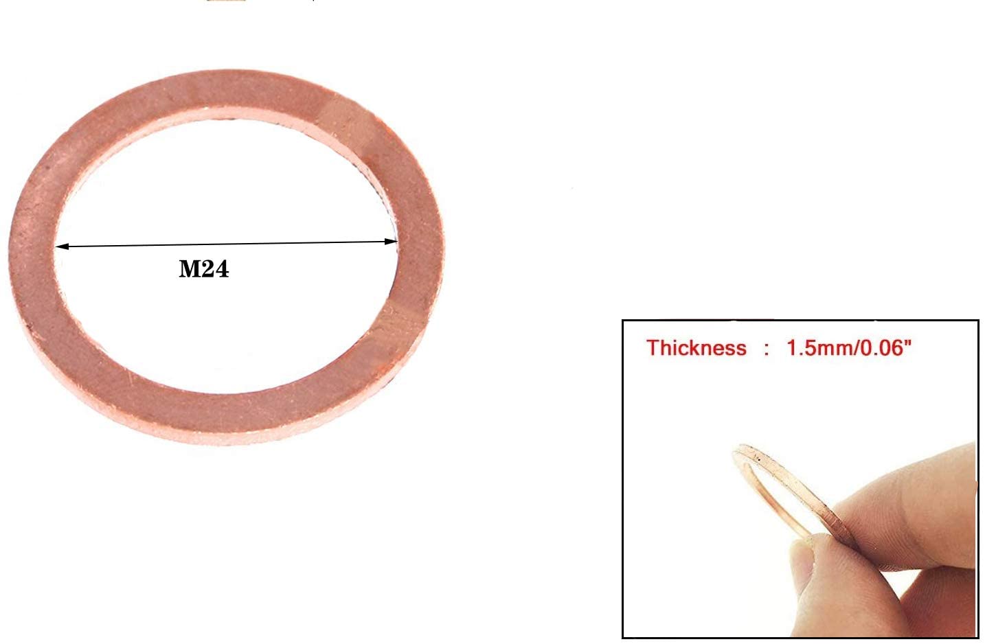 200pcs Metric M24x30x1.5mm Copper flat washer gasket Copper crush washer Sealing Ring for Screw Bolt Nut
