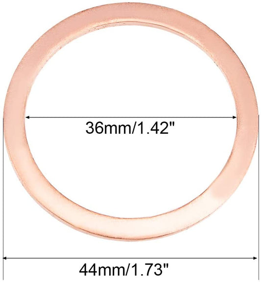 25pcs Metric M36x44x2mm Copper flat washer gasket Copper crush washer Sealing Ring for Screw Bolt Nut
