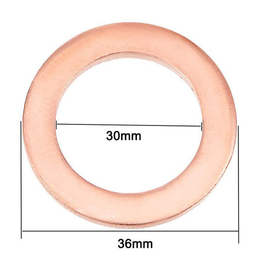 200pcs Metric M30x36x2mm Copper Flat Washer Sealing Ring for Screw Bolt Nut