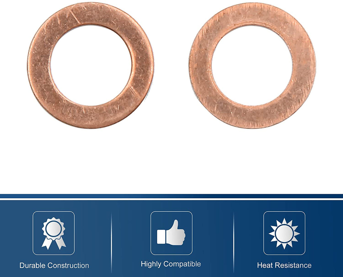 200pcs Metric M11x18x1mm Copper flat washer gasket Copper crush washer Sealing Ring for Screw Bolt Nut