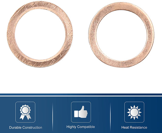 250pcs Metric M13x17x1mm Copper flat washer gasket Copper crush washer Sealing Ring for Screw Bolt Nut