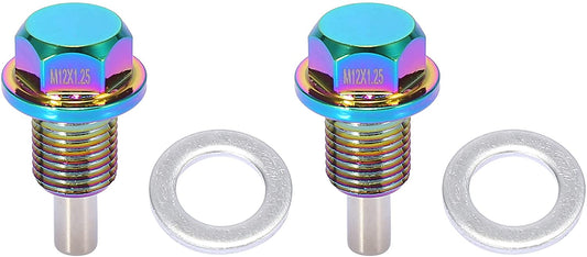 M12x1.25 Multicolor Magnetic Oil Drain Plug with Gaskets for Universal Car
