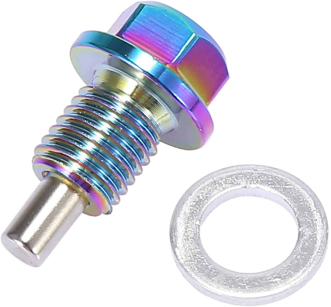 M12x1.5 Multicolor Magnetic Oil Drain Plug with Gaskets for Universal Car