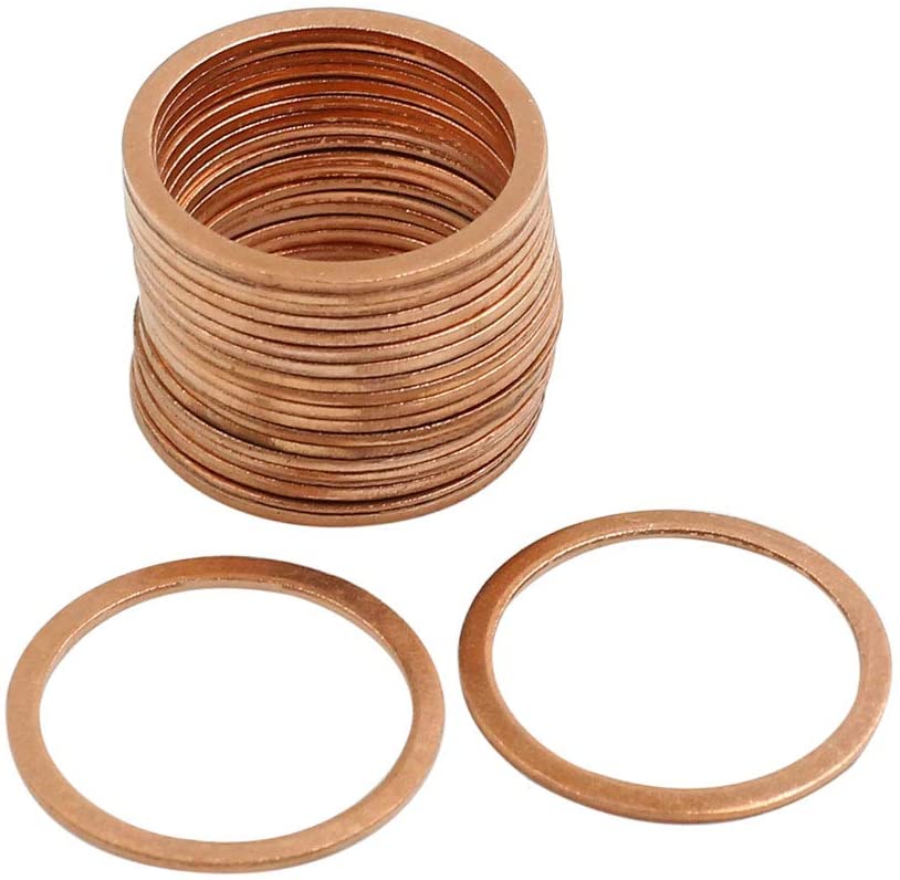 200pcs Metric M22x26x1mm Copper flat washer gasket Copper crush washer Sealing Ring for Screw Bolt Nut