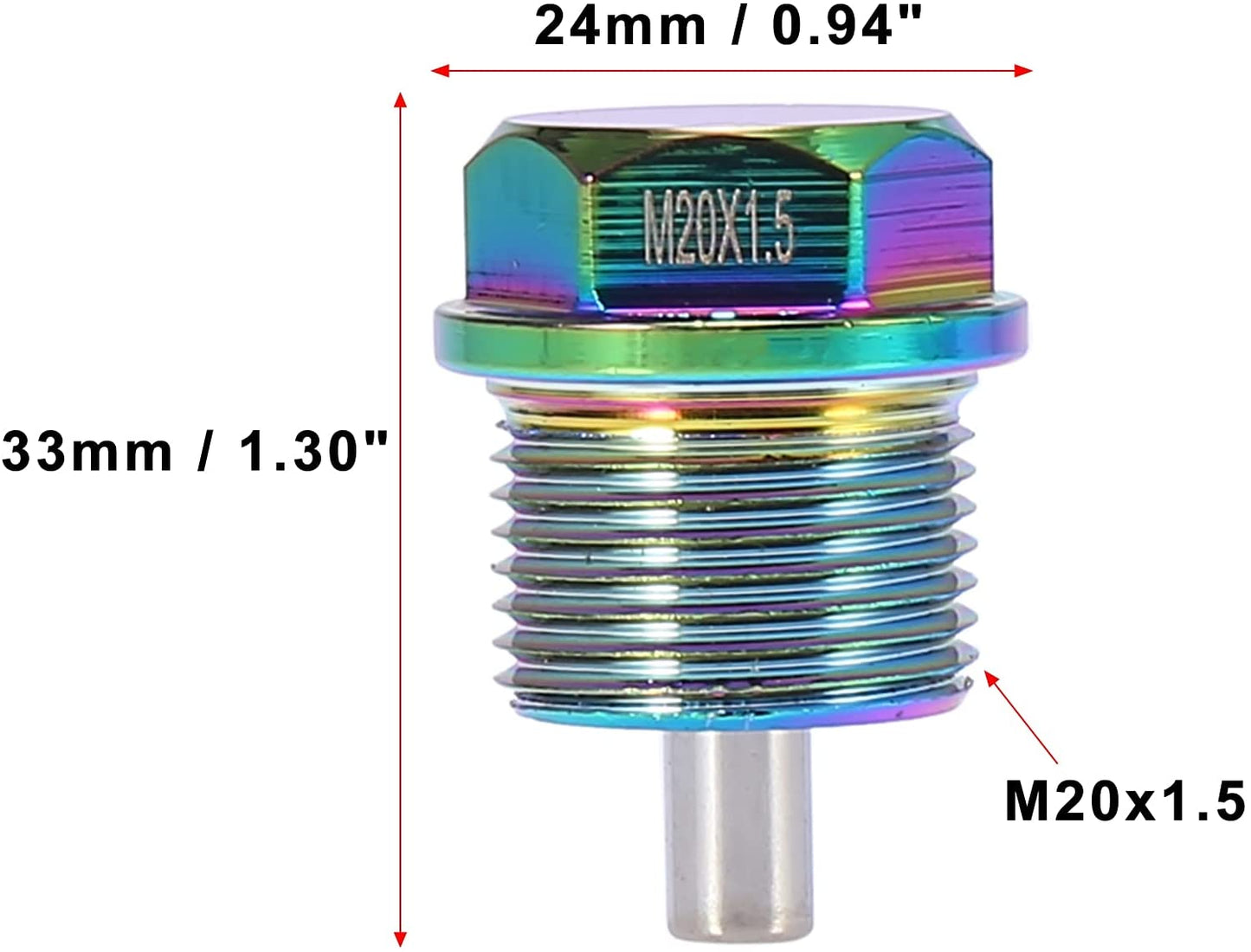 M20-1.5 Multicolor Magnetic Oil Drain Plug with Gaskets for Universal Car