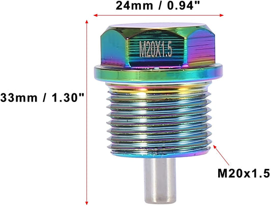 M20-1.5 Multicolor Magnetic Oil Drain Plug with Gaskets for Universal Car
