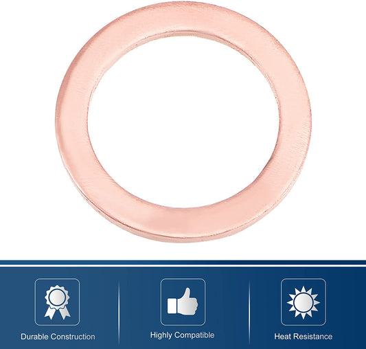 300pcs Metric M8x14x1 Copper Flat Washer Sealing Ring for Screw Bolt Nut