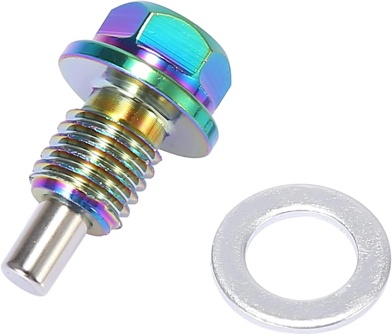M12-1.75 Multicolor Magnetic Oil Drain Plug with Gaskets for Universal Car