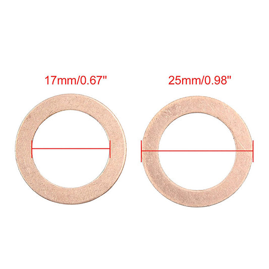 250pcs Metric M17x25x1mm Copper flat washer gasket Copper crush washer Sealing Ring for Screw Bolt Nut