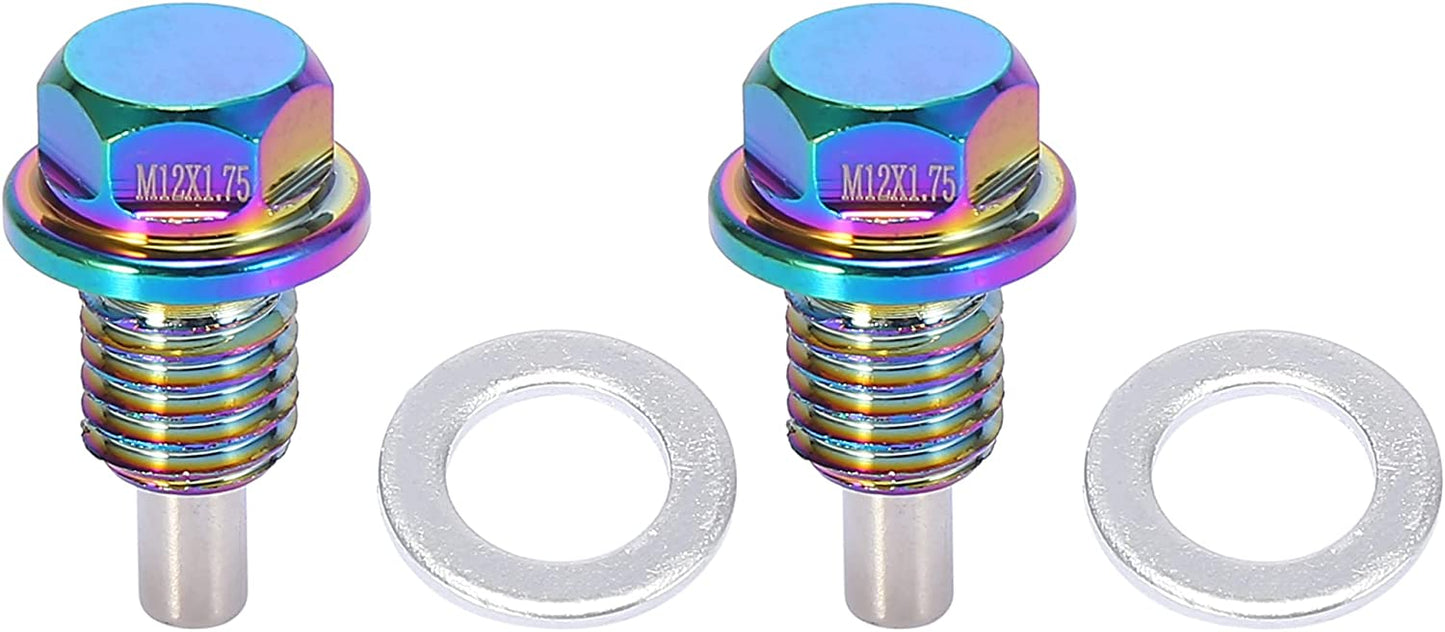 M12-1.75 Multicolor Magnetic Oil Drain Plug with Gaskets for Universal Car