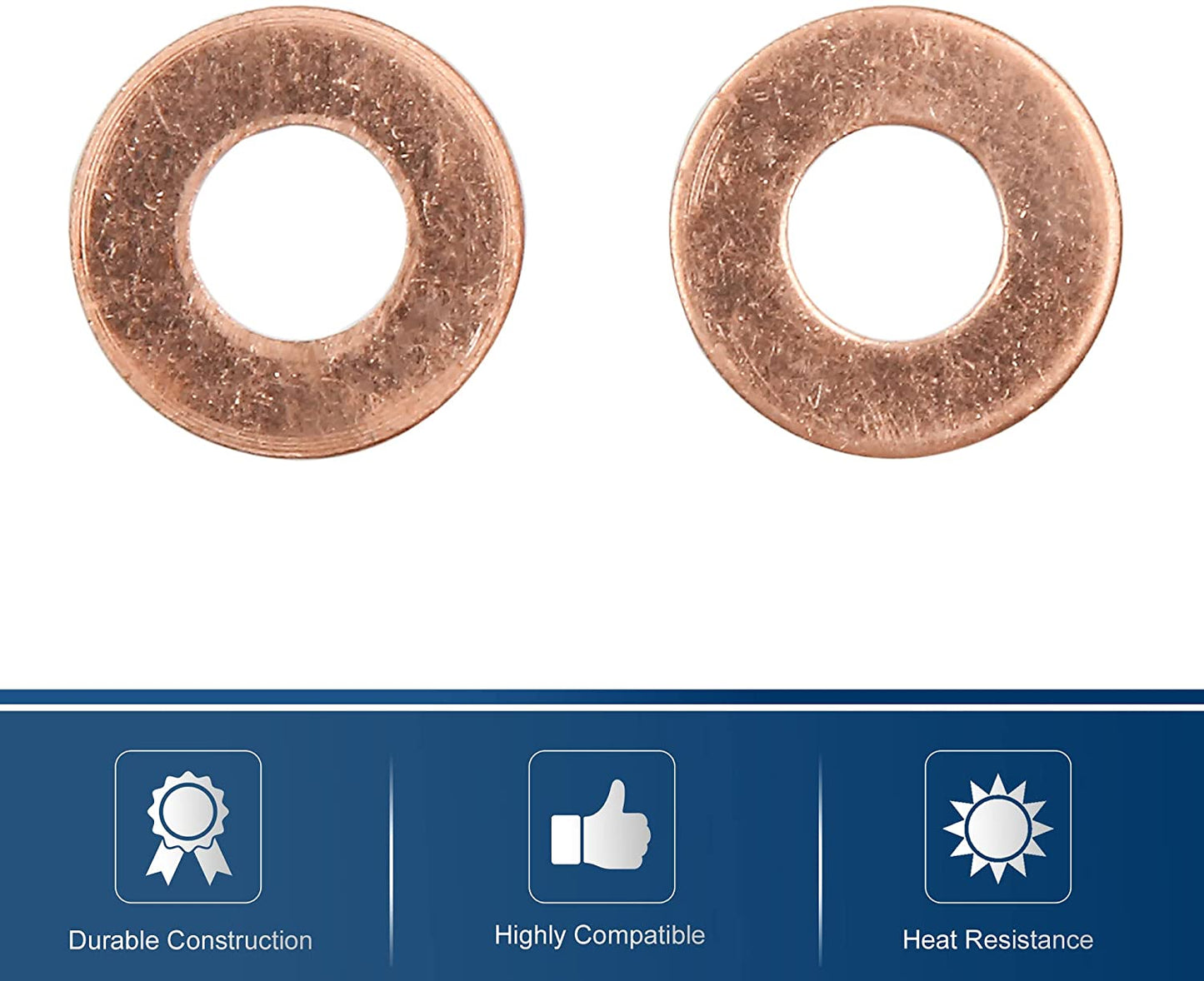 250pcs Metric M8x18x1mm Copper flat washer gasket Copper crush washer Sealing Ring for Screw Bolt Nut