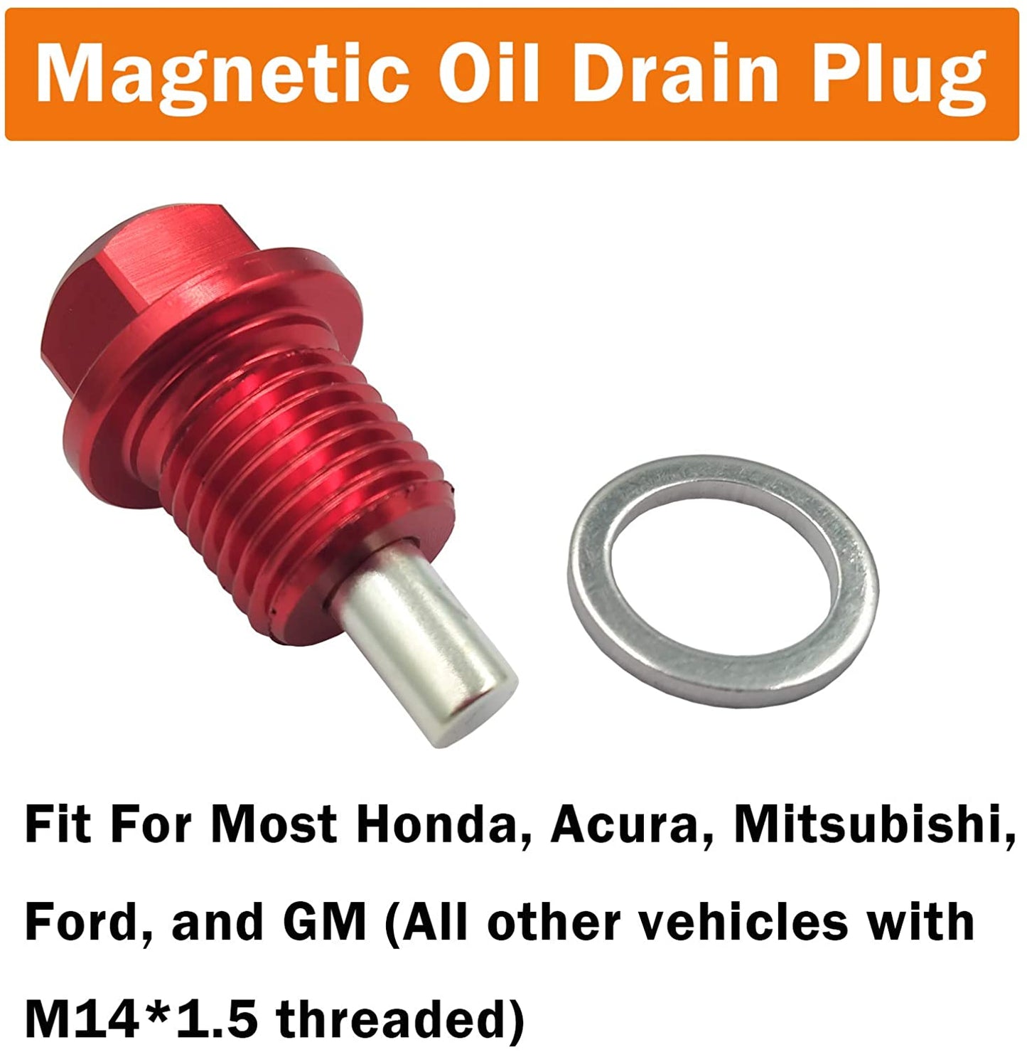 M14-1.5 Magnetic Oil Drain Plug for Honda Acura Mitsubishi Ford and GM