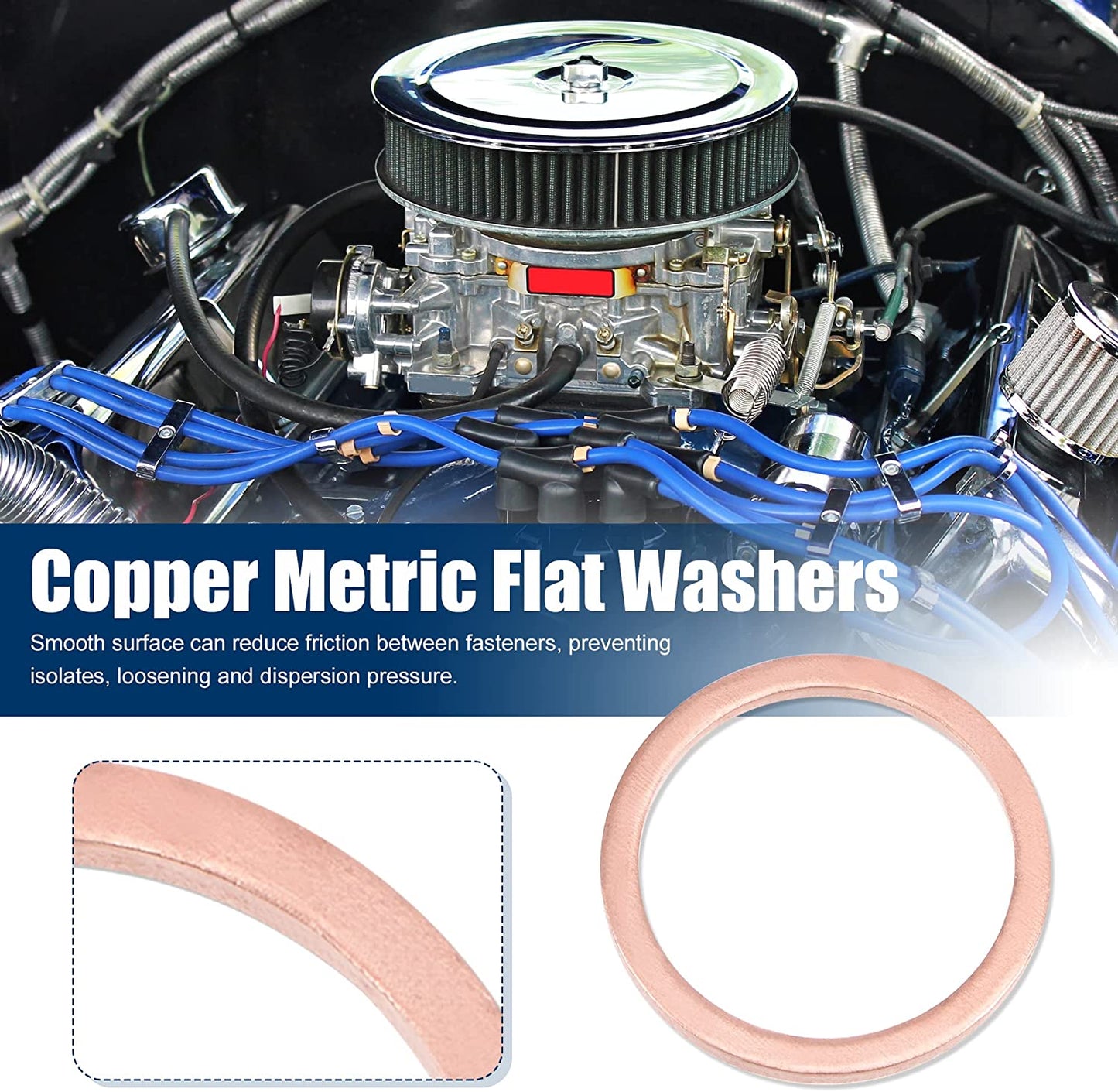 250pcs Metric M18x22x1.5mm Copper flat washer gasket Copper crush washer Sealing Ring for Screw Bolt Nut