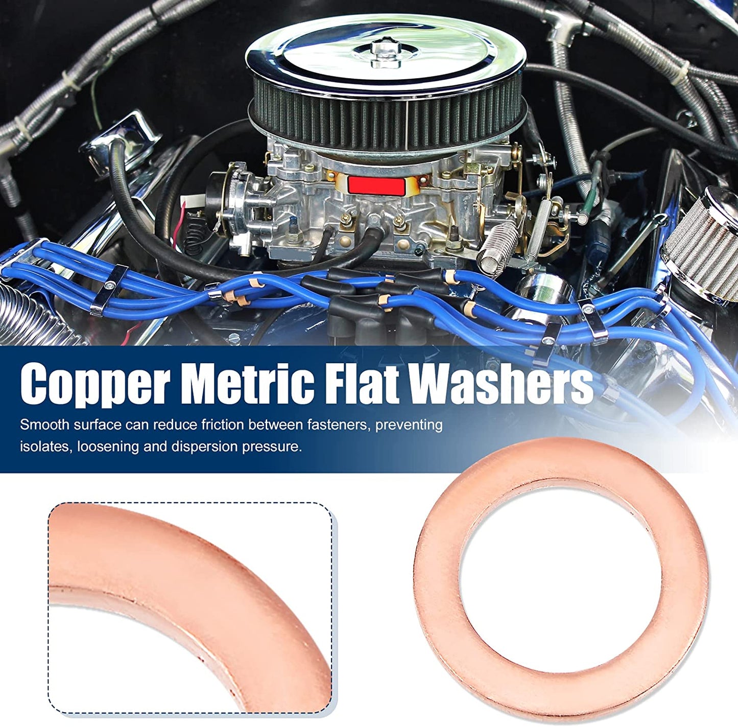 300pcs Metric M8x12x1mm Copper Flat Washer Sealing Ring for Screw Bolt Nut