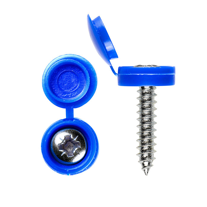 Blue Number plate Screw 6x20mm with Flip Cap