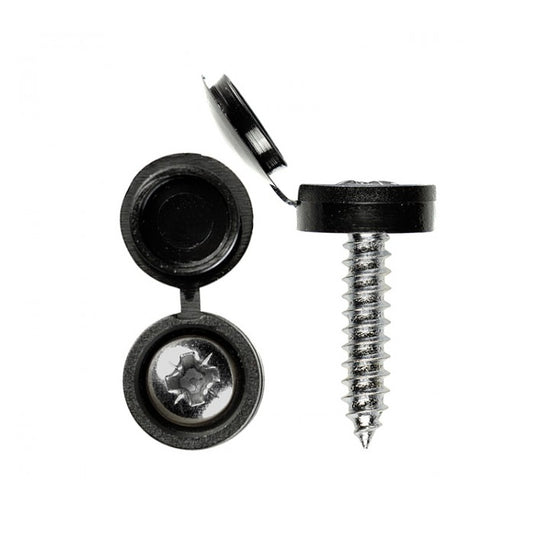 Black Number plate Screw 6x20mm with Flip Cap