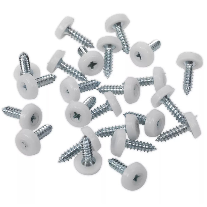 4.8x18mm Number Plate Screws Moulded Polytop Screws White