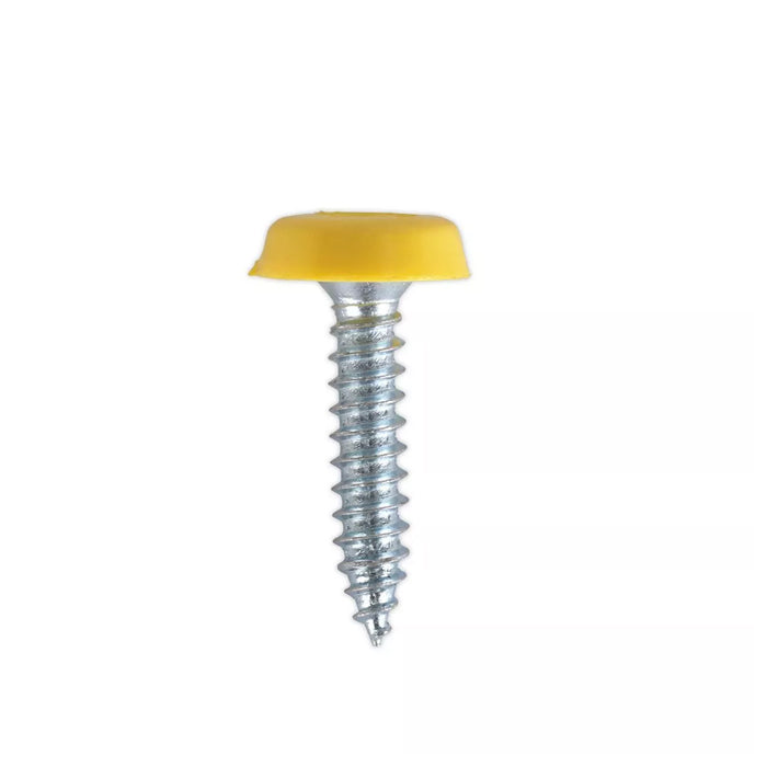 4.8x24mm Number Plate Screws Moulded Polytop Screws Yellow