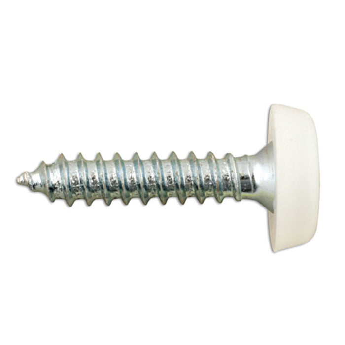 4.8x24mm Number Plate Screws Moulded Polytop Screws White