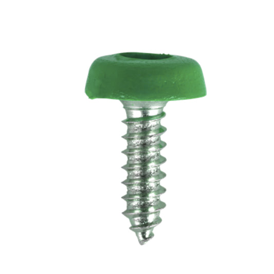 4.8x18mm Number Plate Screws Moulded Polytop Screws Green