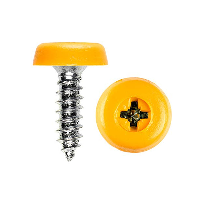 4.8x18mm Number Plate Screws Moulded Polytop Screws Yellow