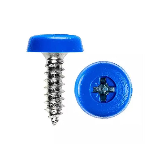 4.8x18mm Number Plate Screws Moulded Polytop Screws Blue