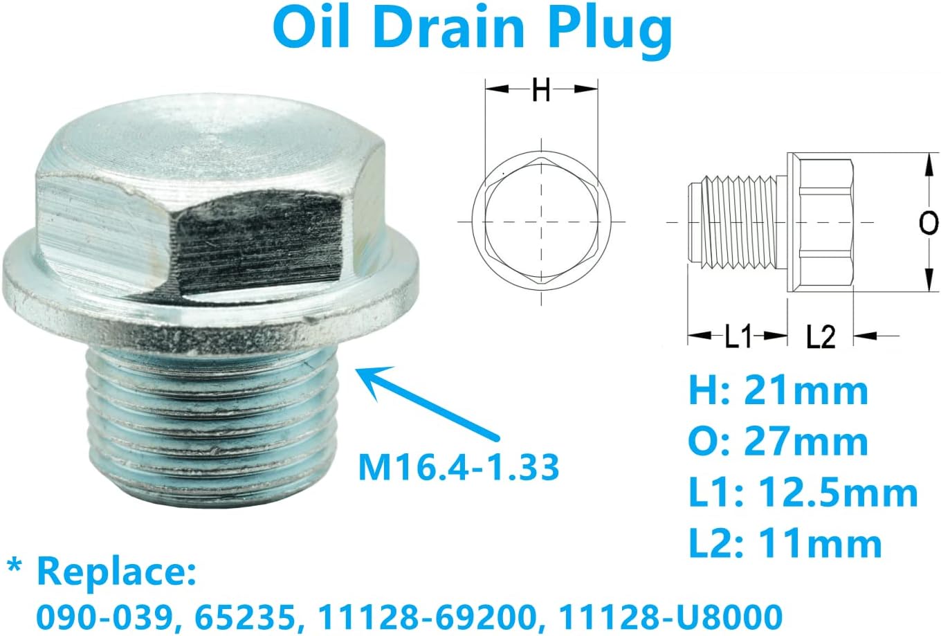 Oil Drain Plug M16.4-1.33 Fit for Nissan 090-039CD 11128-69200 11128-U8000