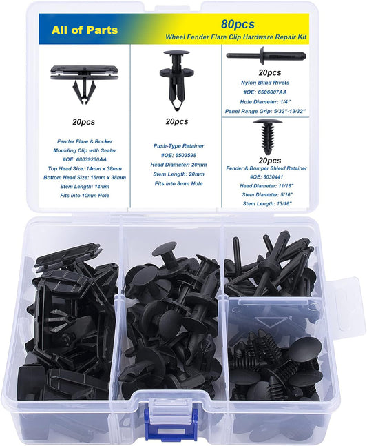 68039280AA 6030441 6506007AA 6503598 80pcs Fender Flare Clips Hardware Kit for Jeep Wrangler 2007-2018