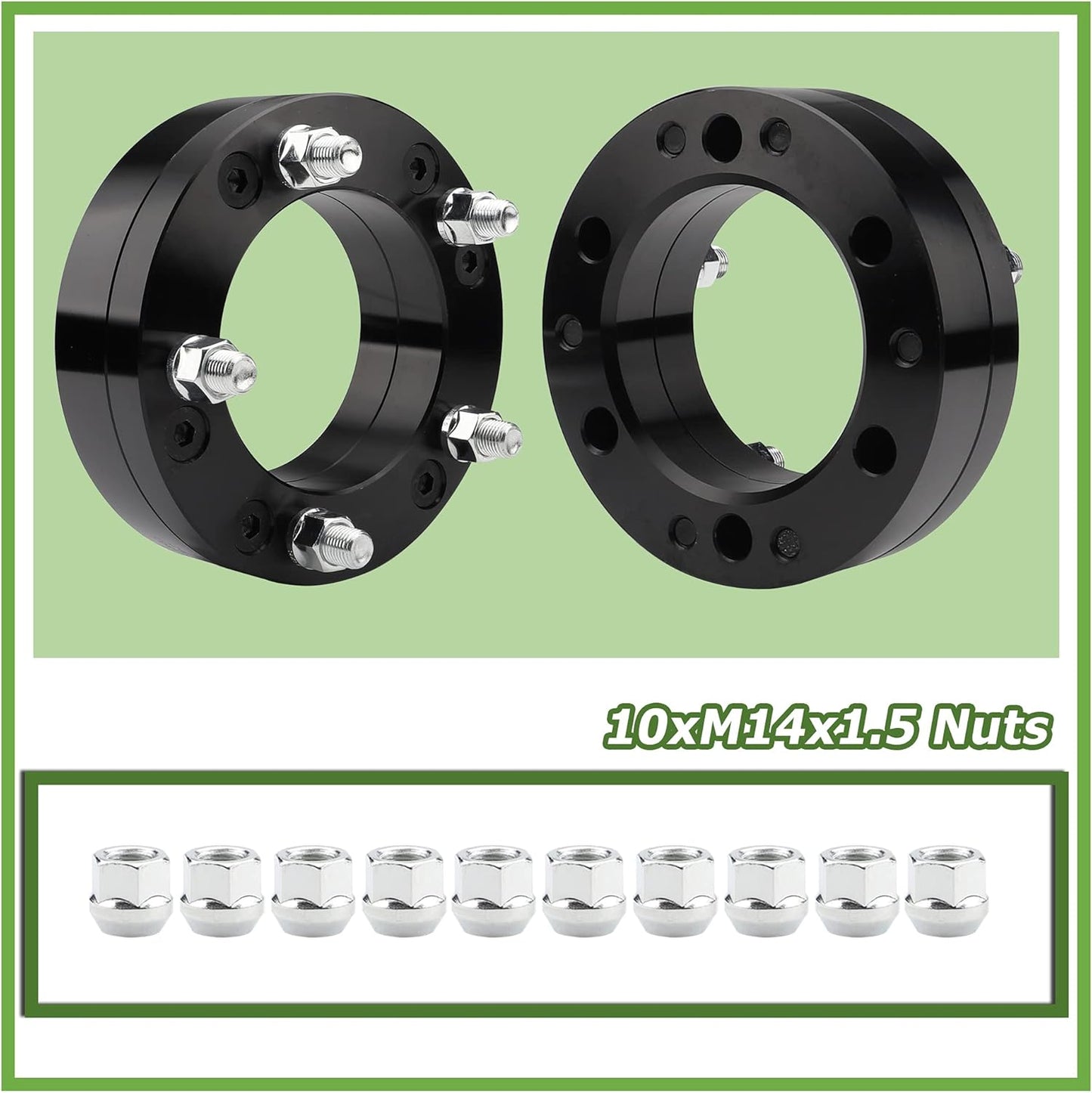 2PCS 6x5.5 to 5x5.5 Wheel adapters, 2 inch 6x139.7mm to 5x139.7mm Wheel adapters 108mm Hub bore with 14x1.5 Thread Pitch