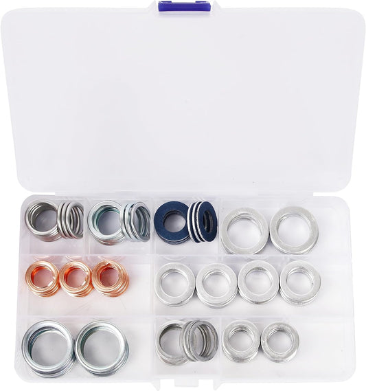 Oil Drain Plug Washer Gasket Assortment – M12 M12.5 M14 M16 M18 M20 - Replacement for Nissan/Toyota/Audi/Volkswagen/Honda/Hyundai/Kia/Mazda/BMW/Subaru