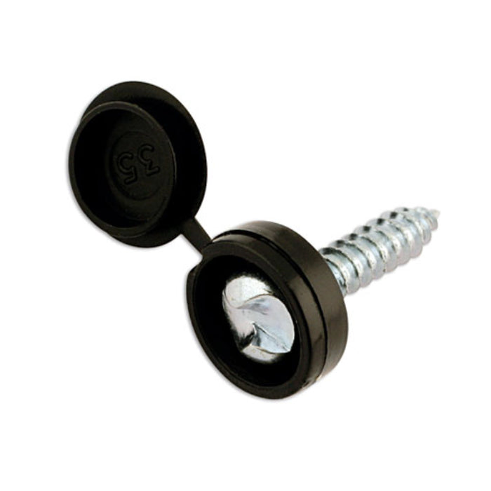 Black Number plate Screw 6x20mm with Flip Cap