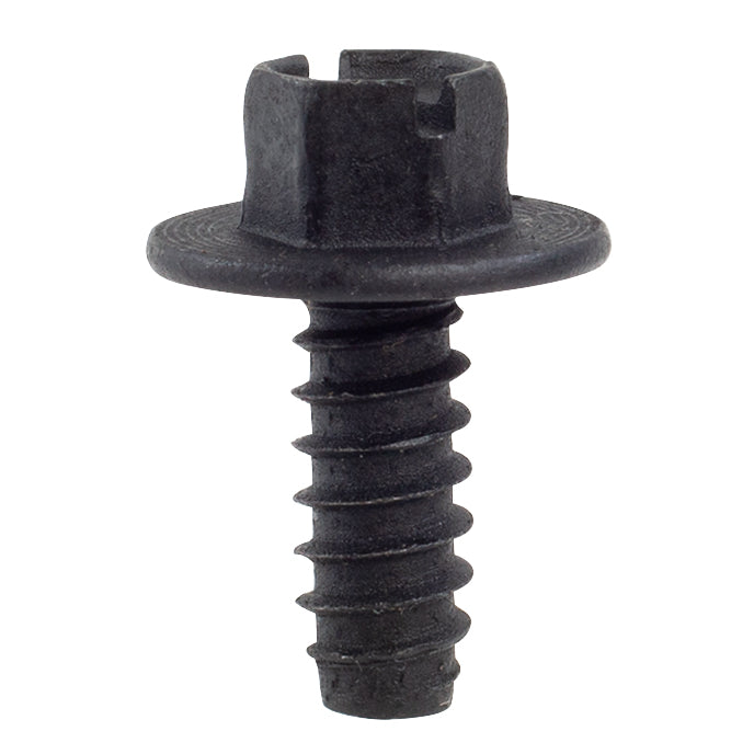 1L24-17A386-AA N800369-S2 N804376-S N804376-S307 N804376-S55 N800369S2  Slotted Hex Washer Head License Plate Screw #14 X 5/8 in. Black