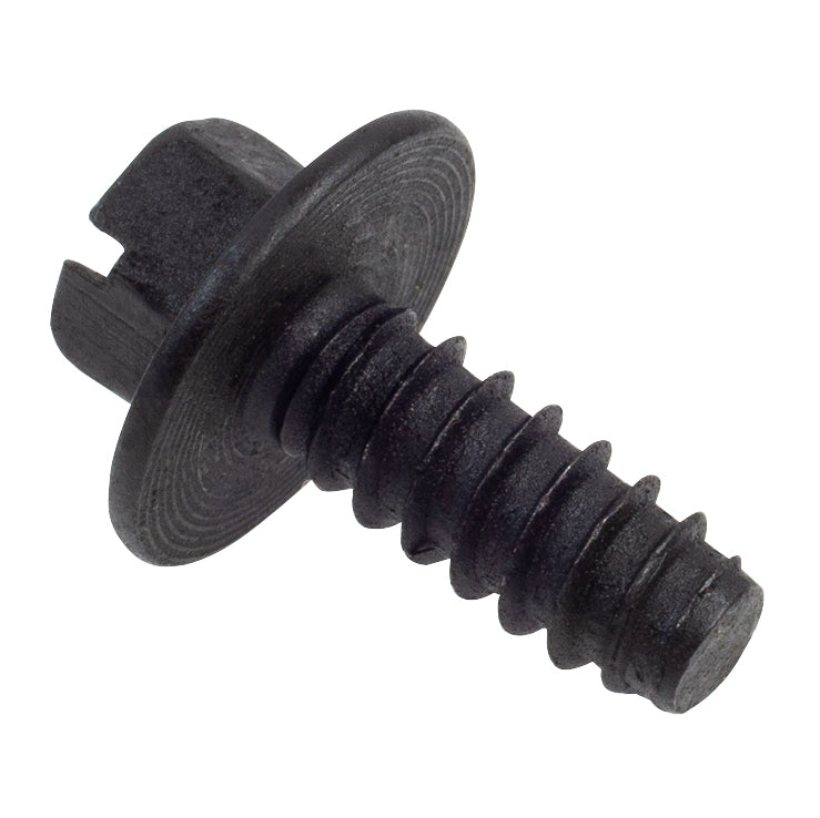 1L24-17A386-AA N800369-S2 N804376-S N804376-S307 N804376-S55 N800369S2  Slotted Hex Washer Head License Plate Screw #14 X 5/8 in. Black