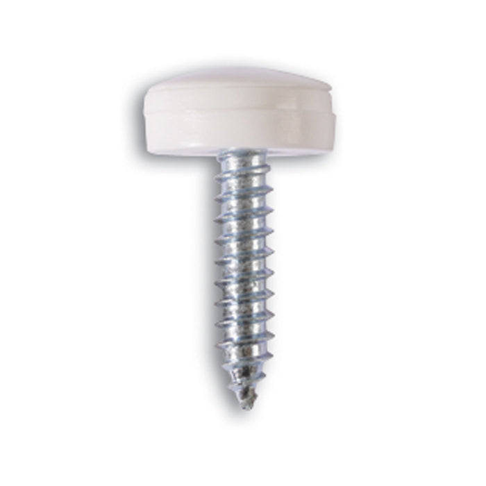 White Number plate Screw 6x20mm with Flip Cap