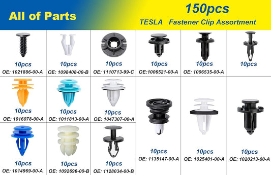 150PCS for Tesla Body Interior and Exterior Retainer Fastener Clip Assortment Interior Headliner Retainer Push Pin Clip