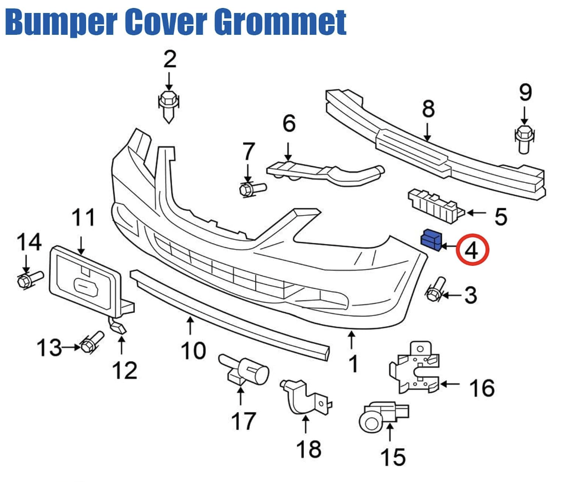 90101-SHJ-A01 90101SHJA01 Bumper Cover Grommet Nut Compatible with Honda Acura Odyssey Pilot RDX TLX ZDX